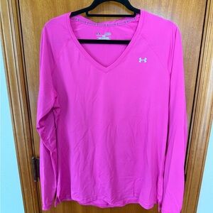 Under Armour Women's Pink V-Neck Long Sleeve Top